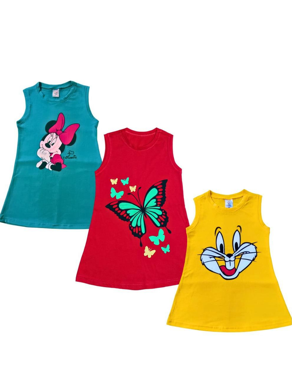 Image of CHIRUK Girls Midi /Knee Length Casual Dress (Multicolor, Sleeveless)