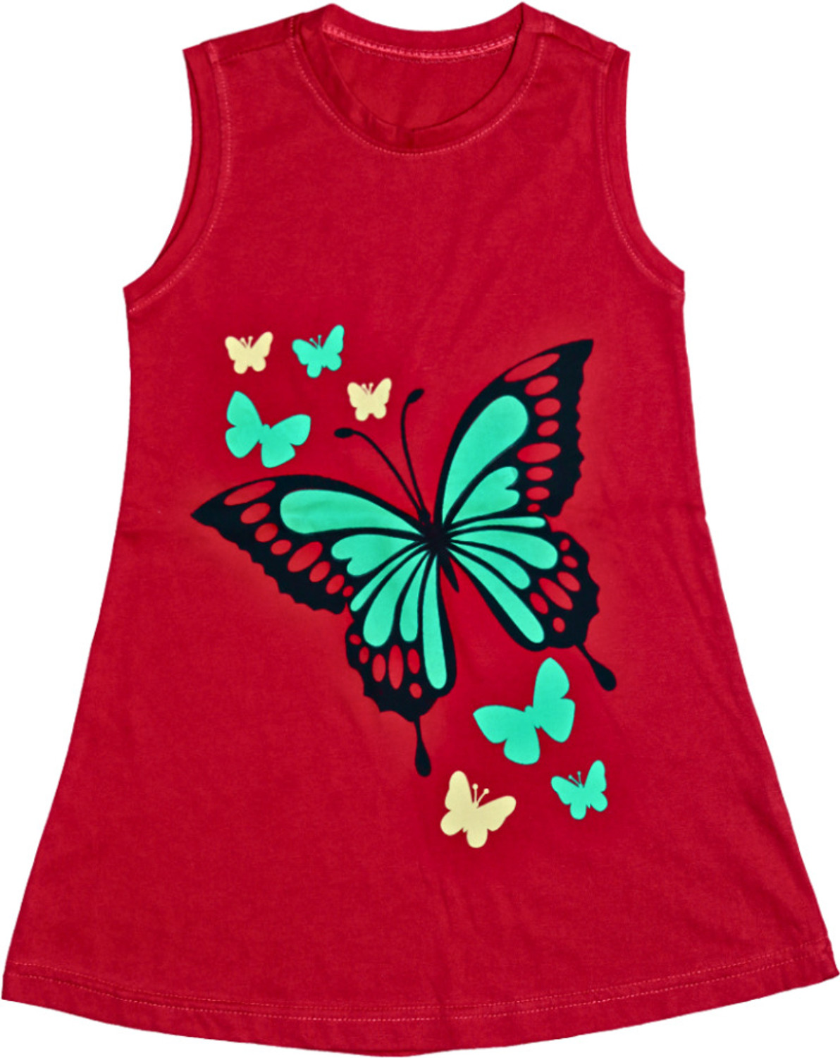 Image of CHIRUK Girls Midi /Knee Length Casual Dress (Multicolor, Sleeveless)