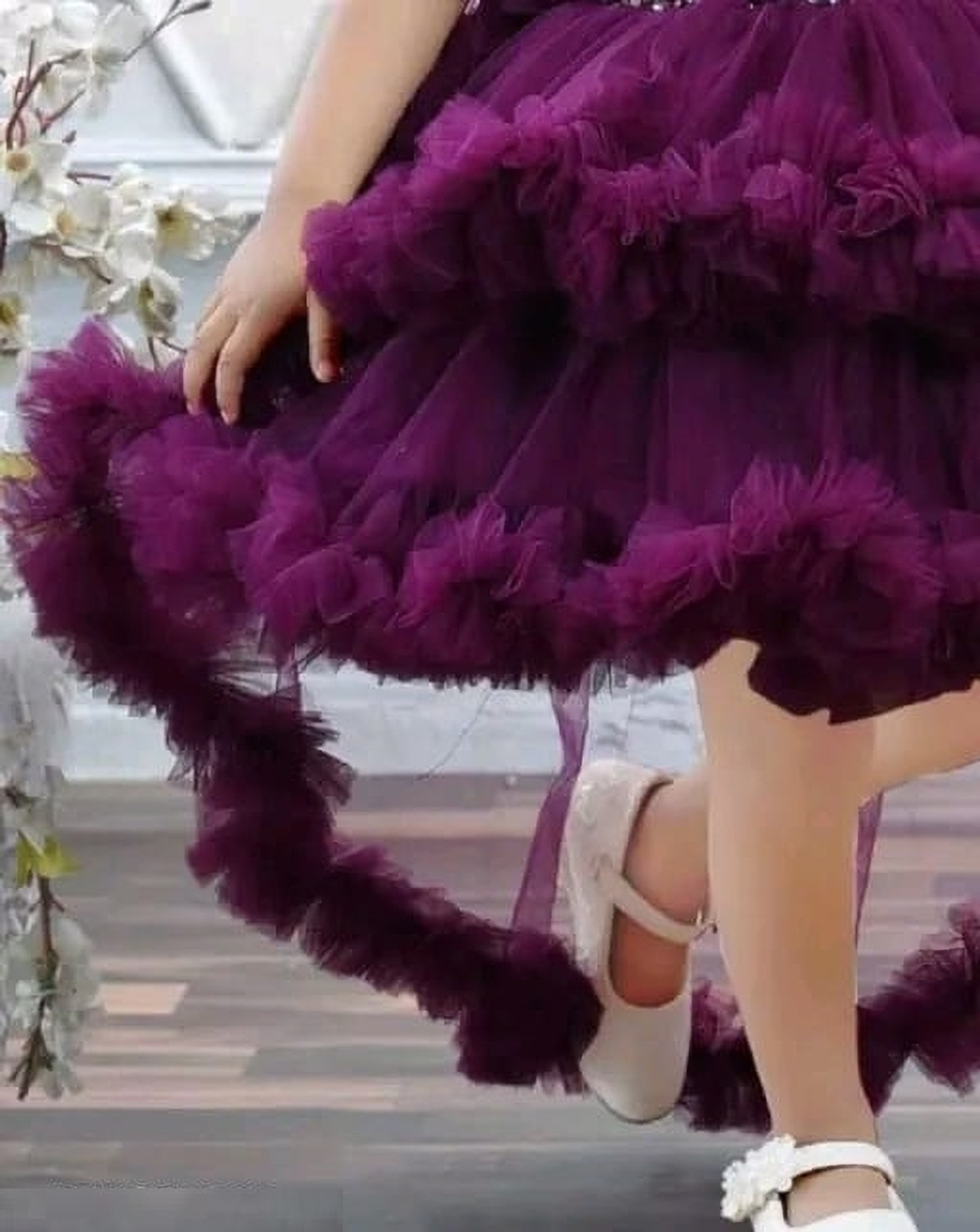 Image of Hipposippo Girls Below Knee Party Dress (Purple, Sleeveless)