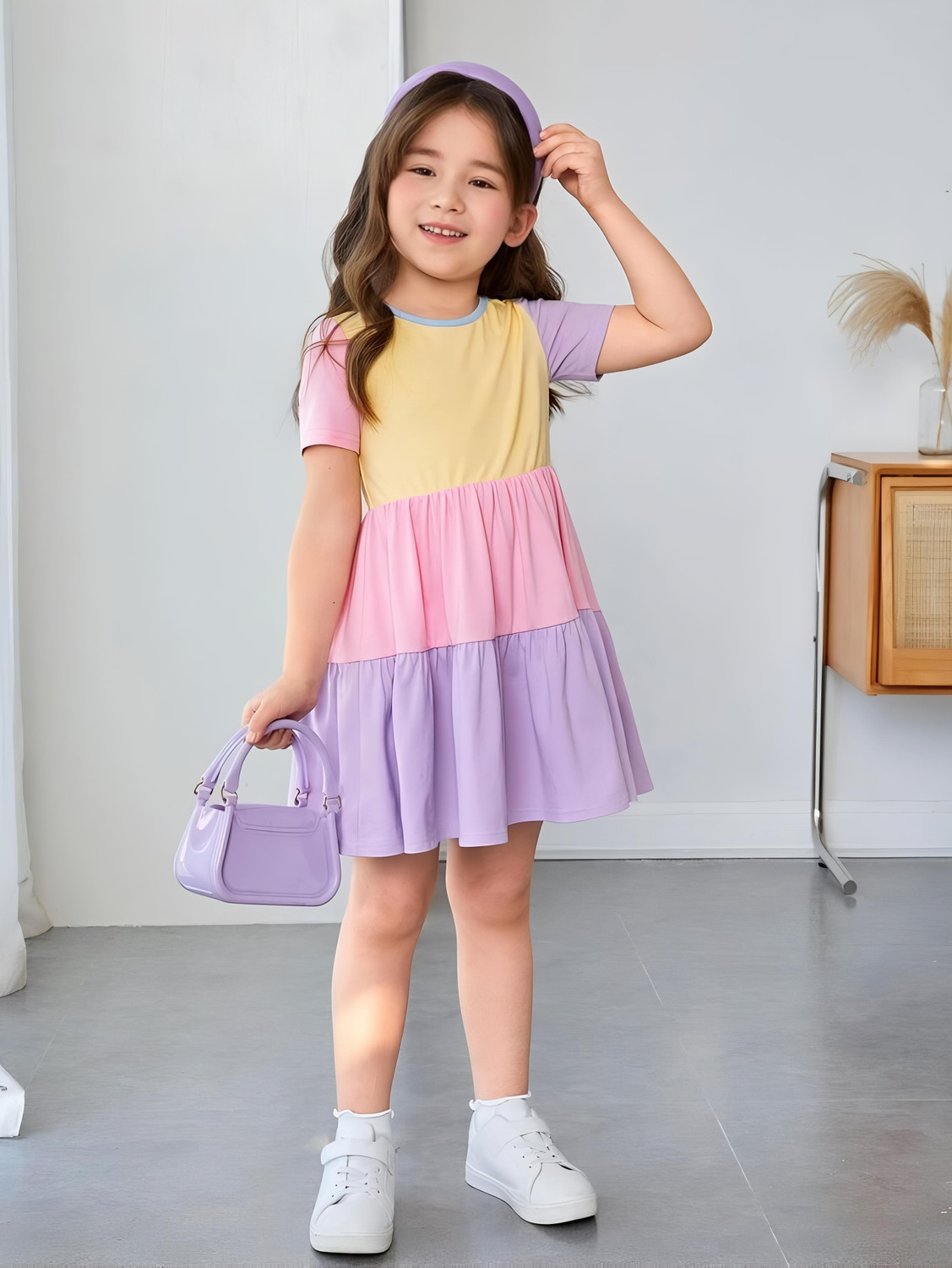 Image of STYLESTONE Girls Maxi /Full Length Casual Dress (Dark Blue, Half Sleeve)