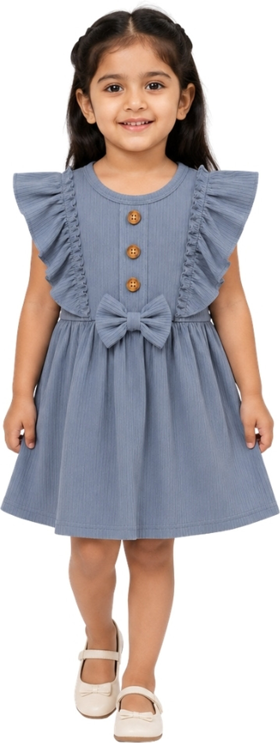 Image of nexakids Baby Girls Midi /Knee Length Party Dress (Yellow, Sleeveless)