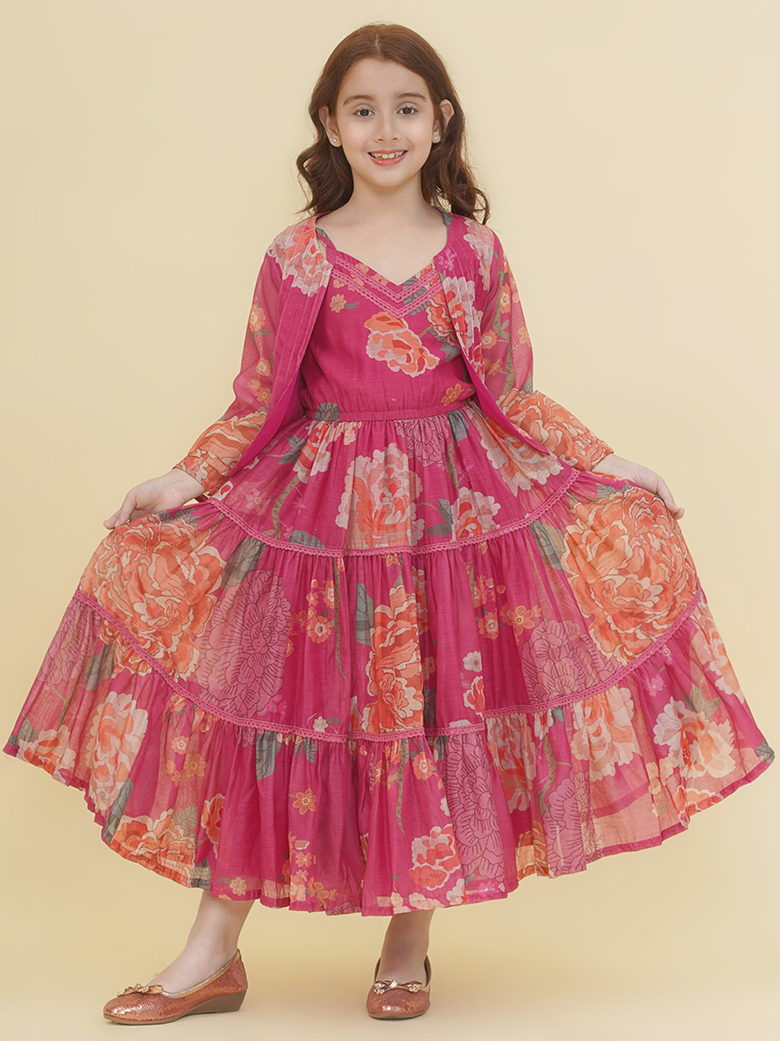 Image of Ministich Baby Girls Midi /Knee Length Party Dress (Yellow, Sleeveless)