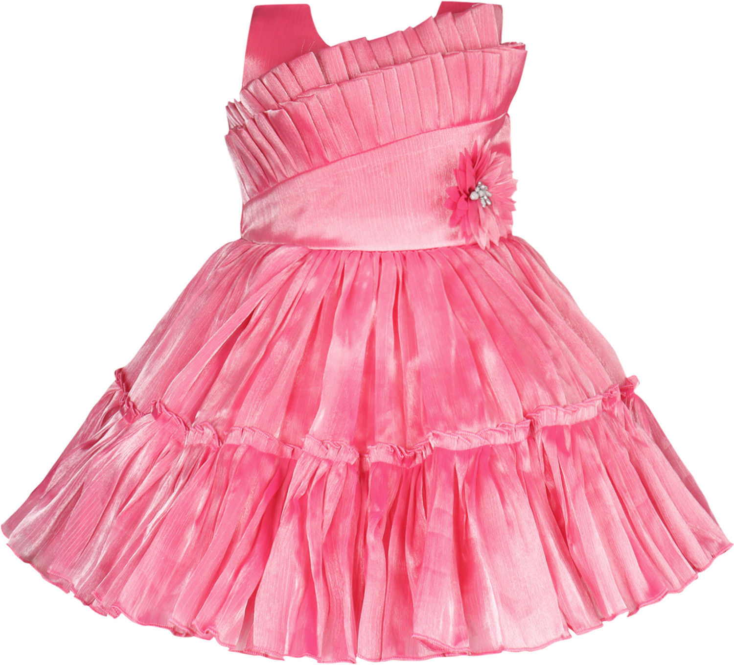 Image of Ministich Baby Girls Midi /Knee Length Party Dress (Yellow, Sleeveless)