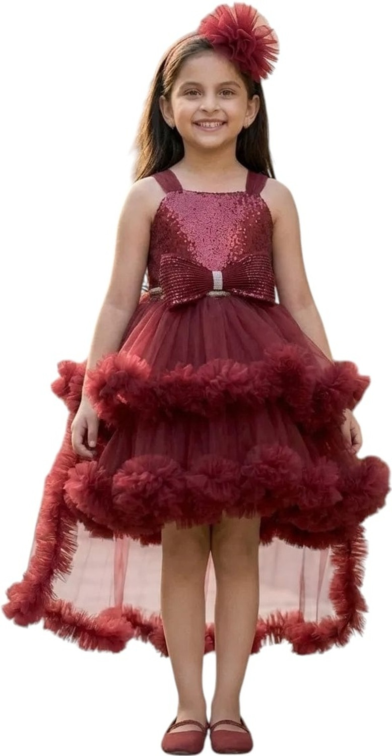 Image of Hipposippo Girls Below Knee Party Dress (Purple, Sleeveless)