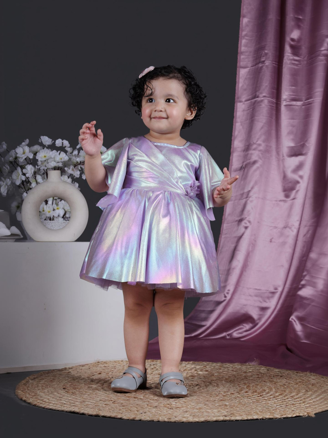 Image of Hipposippo Girls Below Knee Party Dress (Purple, Sleeveless)
