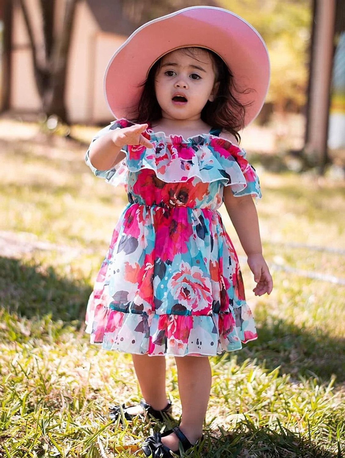 Image of STYLESTONE Girls Maxi /Full Length Casual Dress (Dark Blue, Half Sleeve)