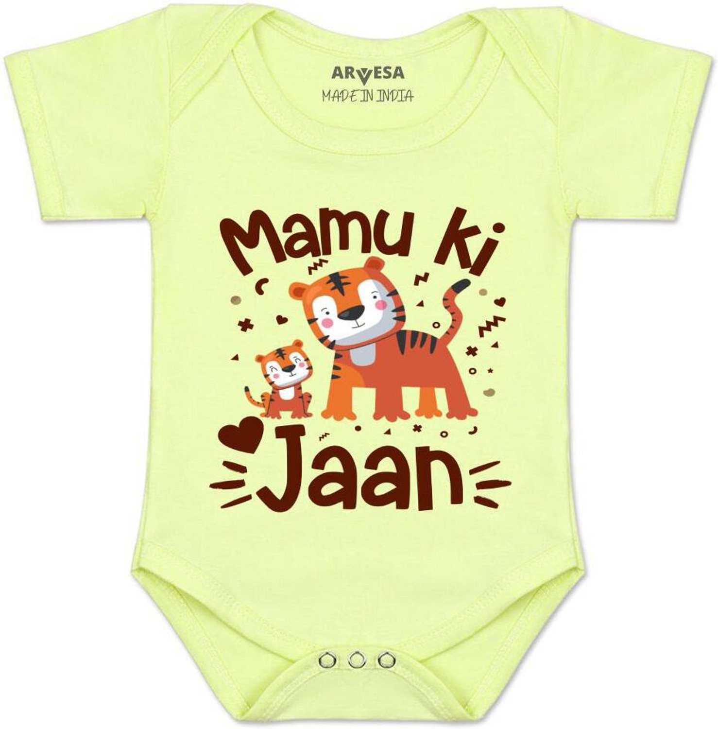 Image of noorclothing Romper For Baby Boys & Baby Girls Casual Printed Cotton Blend (Yellow, Pack of 1)