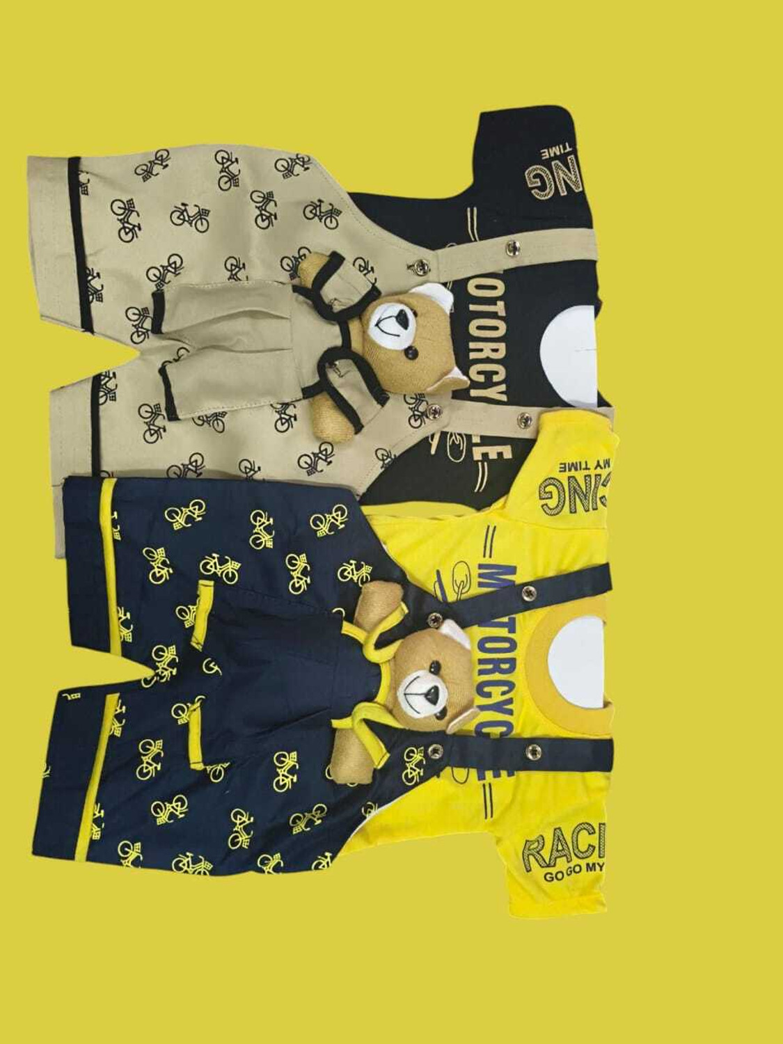 GS GREEK SEGMENT Baby Boys & Girls Dungaree, Yellow, Pack of 2 - Image 1