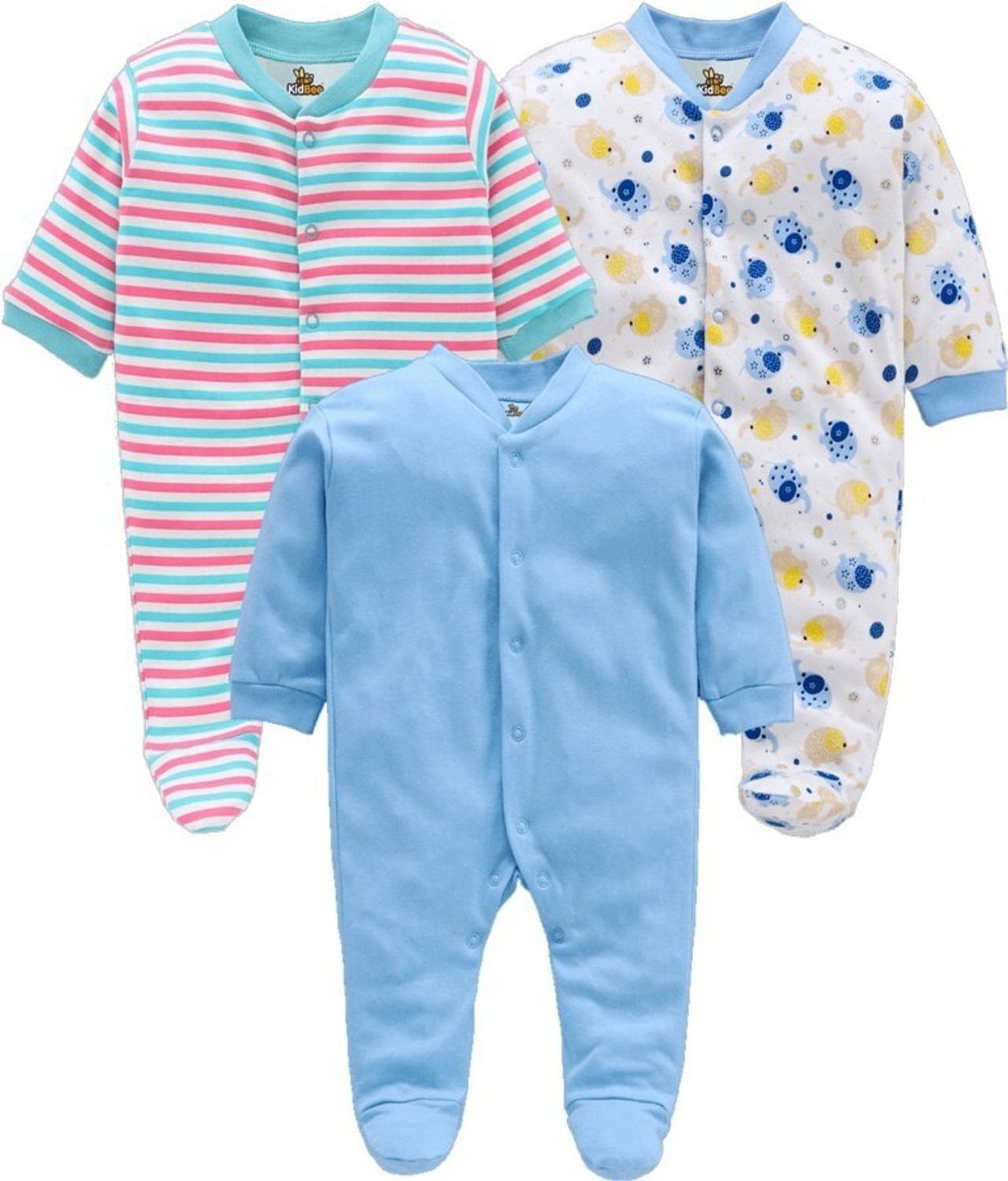 Image of noorclothing Romper For Baby Boys & Baby Girls Casual Printed Cotton Blend (Yellow, Pack of 1)