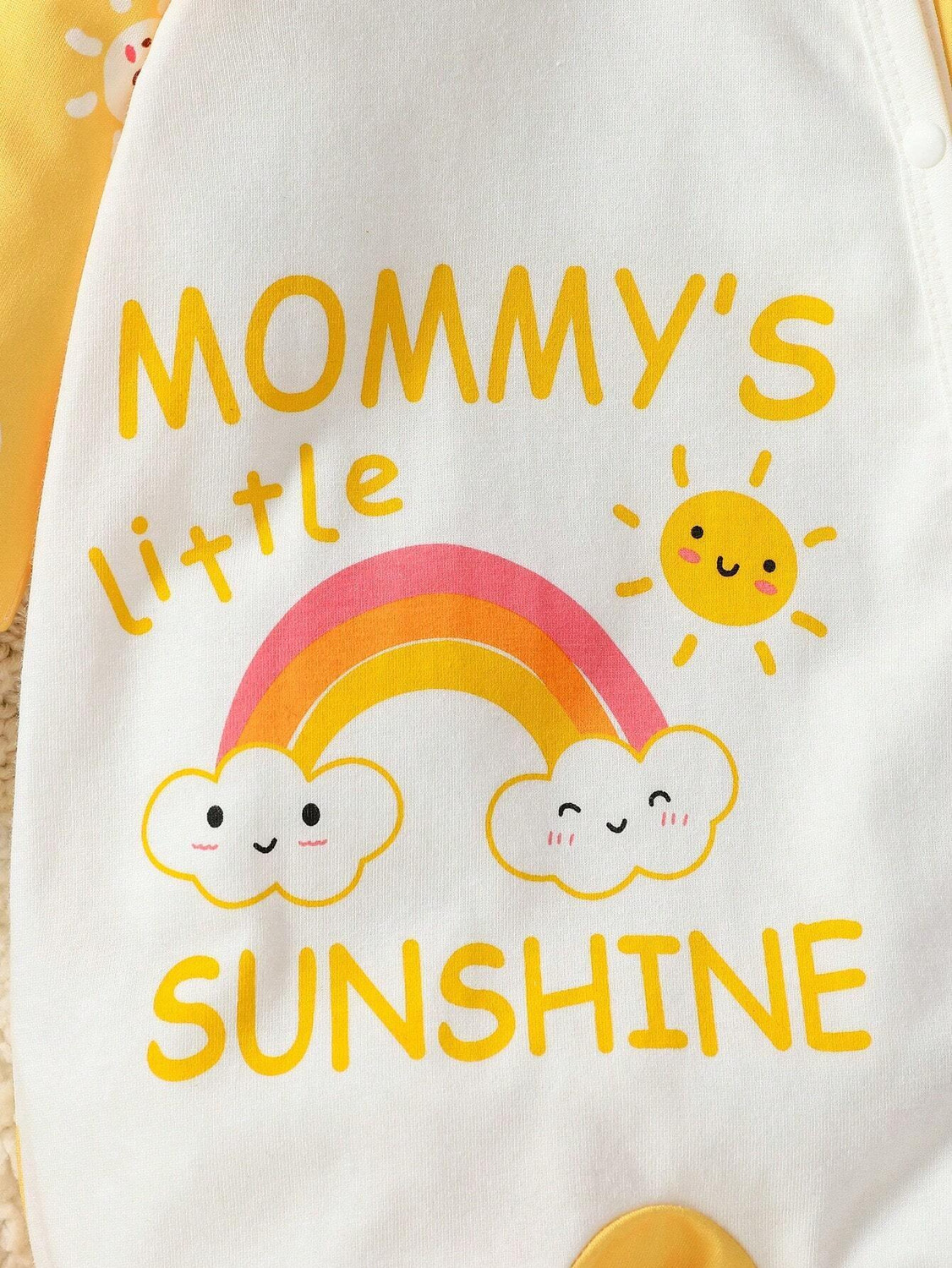Image of noorclothing Romper For Baby Boys & Baby Girls Casual Printed Cotton Blend (Yellow, Pack of 1)