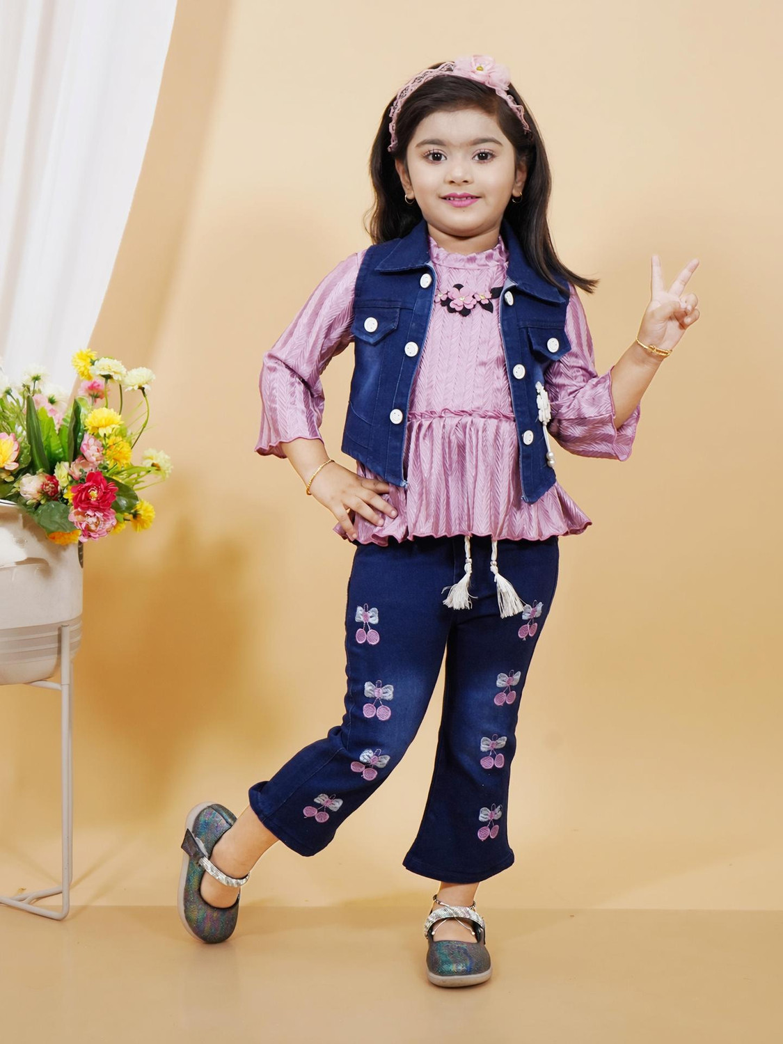 Image of SHIFAANDRIMIS Girls Party(Festive) Jeans Top (RANI)