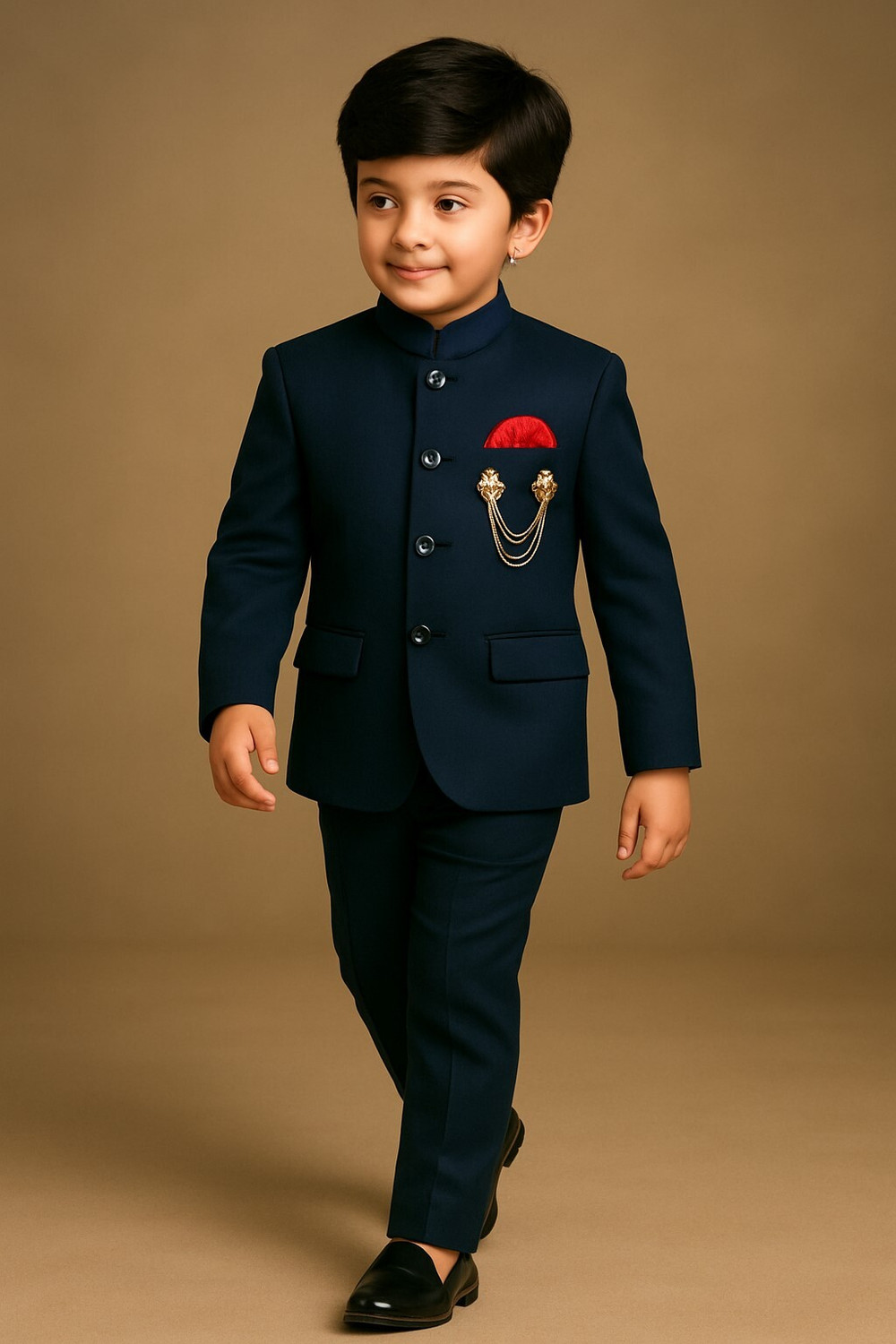 Image of Akshita trading Boys Festive & Party, Wedding Blazer and Pant Set (Dark Blue Pack of 1)