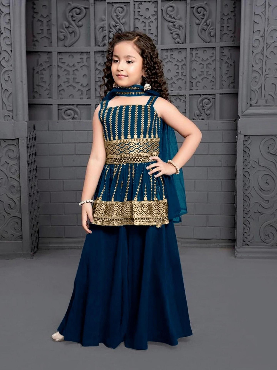 Tulsi Creation Girls Festive Angarkha and Sharara Set - Image 1