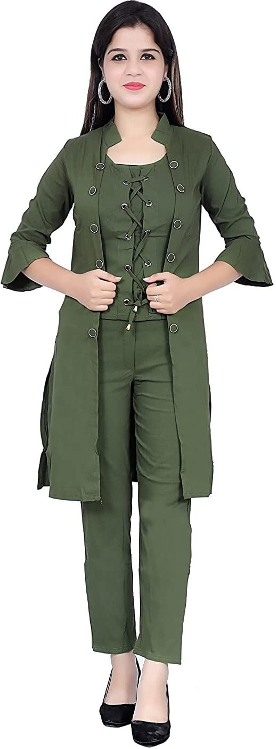 Image of Gunatit Girls Festive & Party Ethnic Jacket, Blouse and Palazzo Set (Multicolor Pack of 1)
