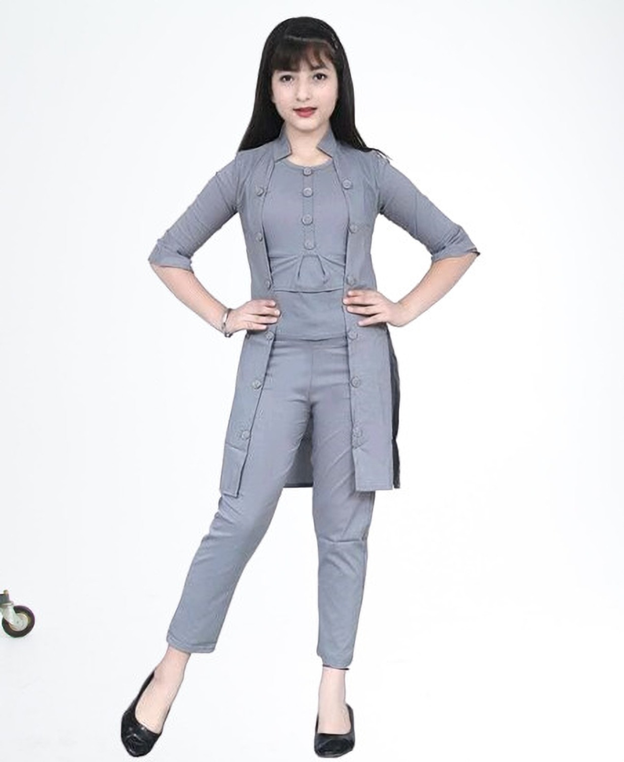 Image of Gunatit Girls Festive & Party Ethnic Jacket, Blouse and Palazzo Set (Multicolor Pack of 1)