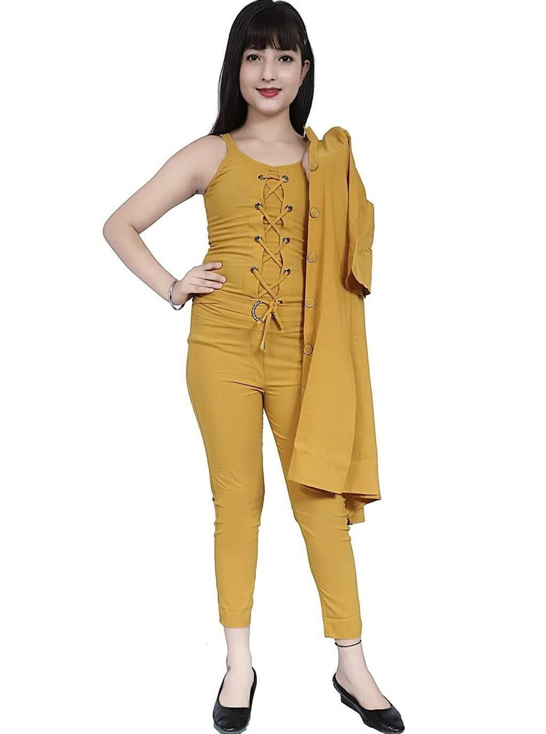 Image of Gunatit Girls Festive & Party Ethnic Jacket, Blouse and Palazzo Set (Multicolor Pack of 1)