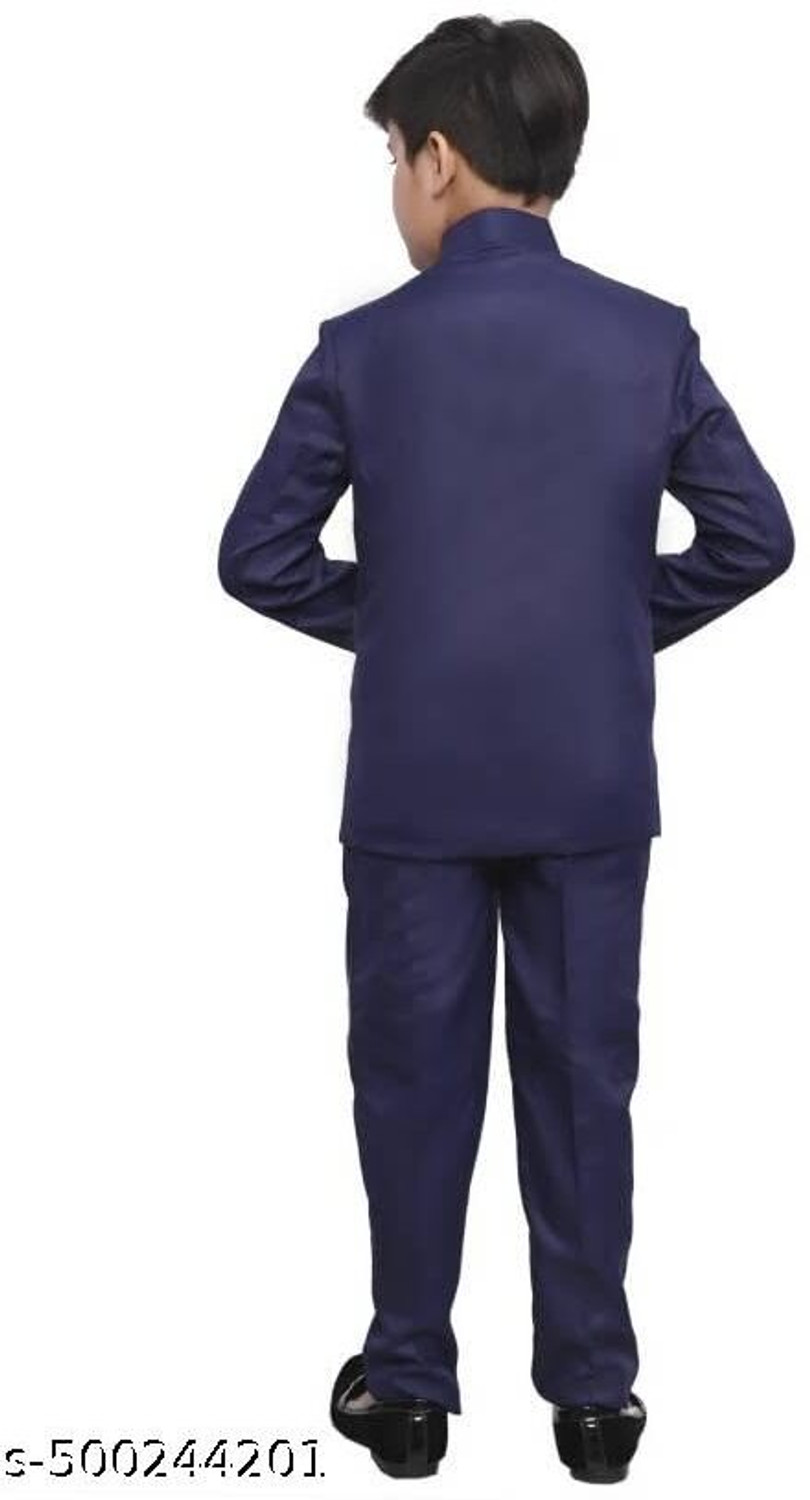 Image of Akshita trading Boys Festive & Party, Wedding Blazer and Pant Set (Dark Blue Pack of 1)
