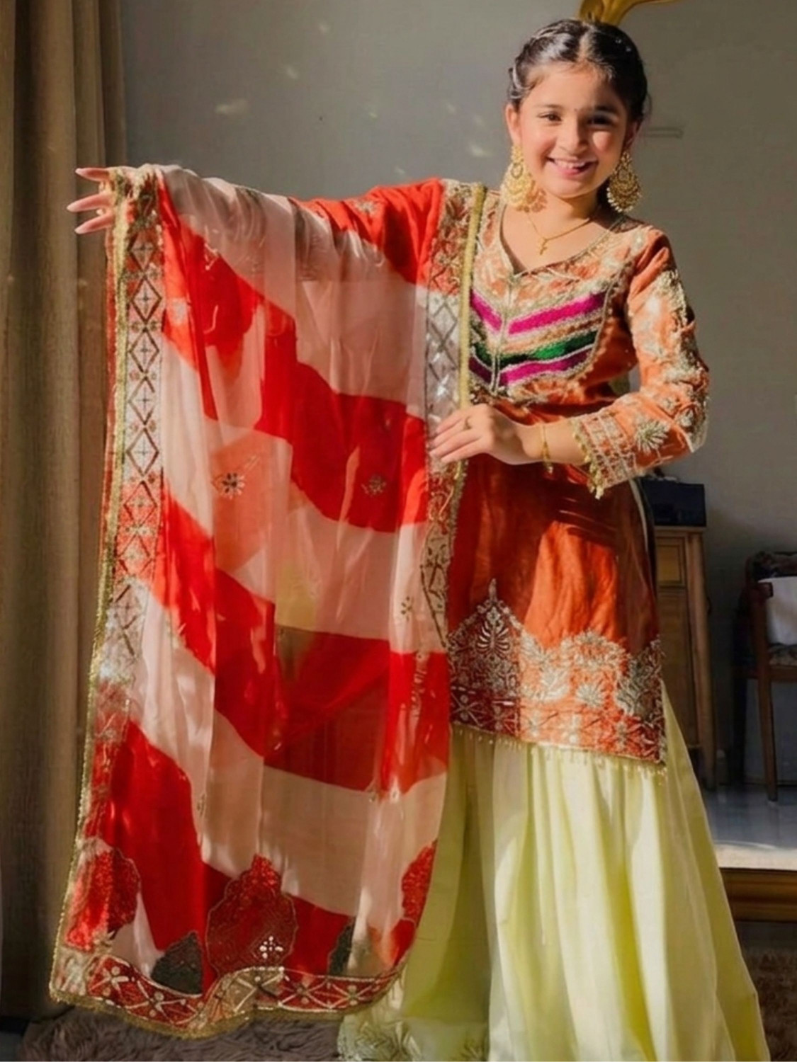Neeta Fashion Girls Festive Kurta and Sharara Set - Image 1