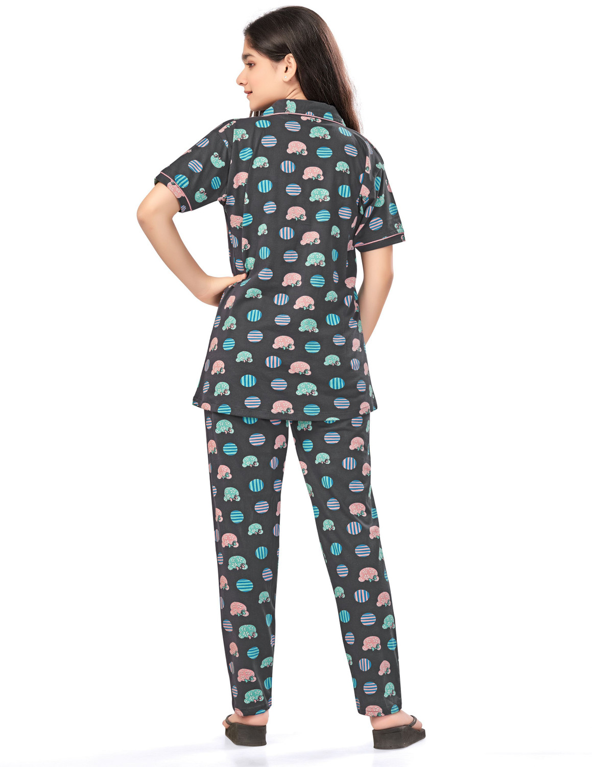 Image of Bloem Girls Printed Cotton Kids Nightwear (Multicolor Pack of 1)