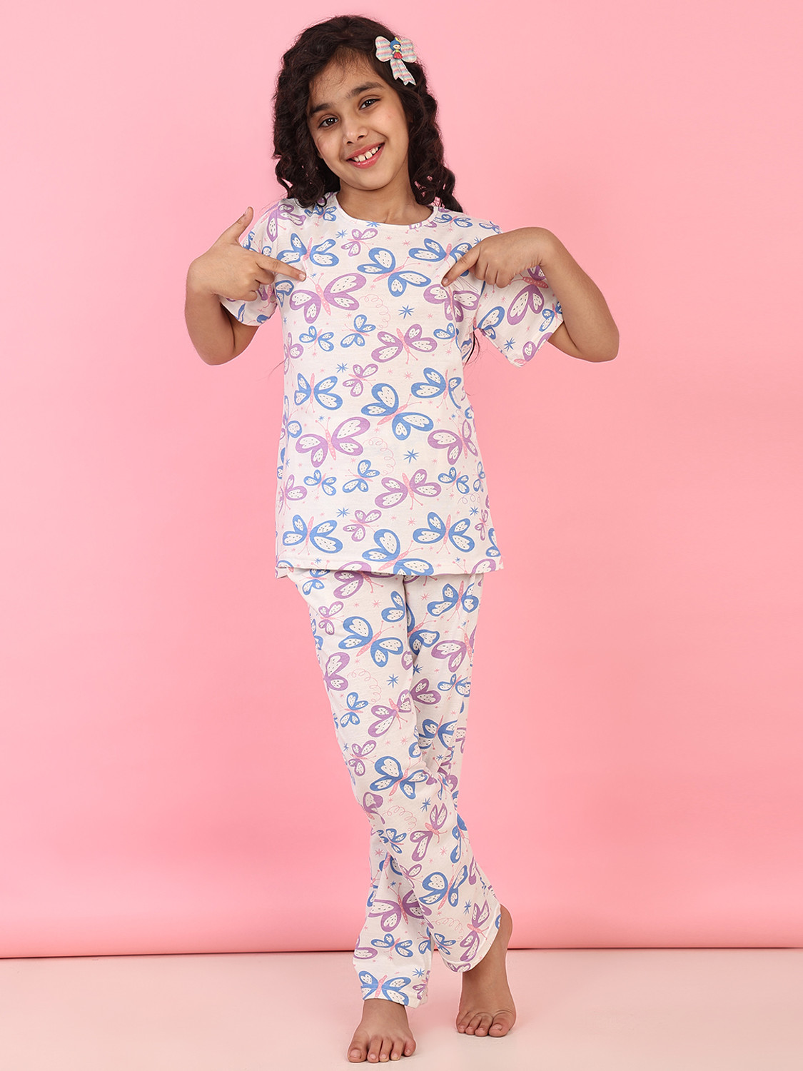 Image of Bloem Girls Printed Cotton Kids Nightwear (Multicolor Pack of 1)