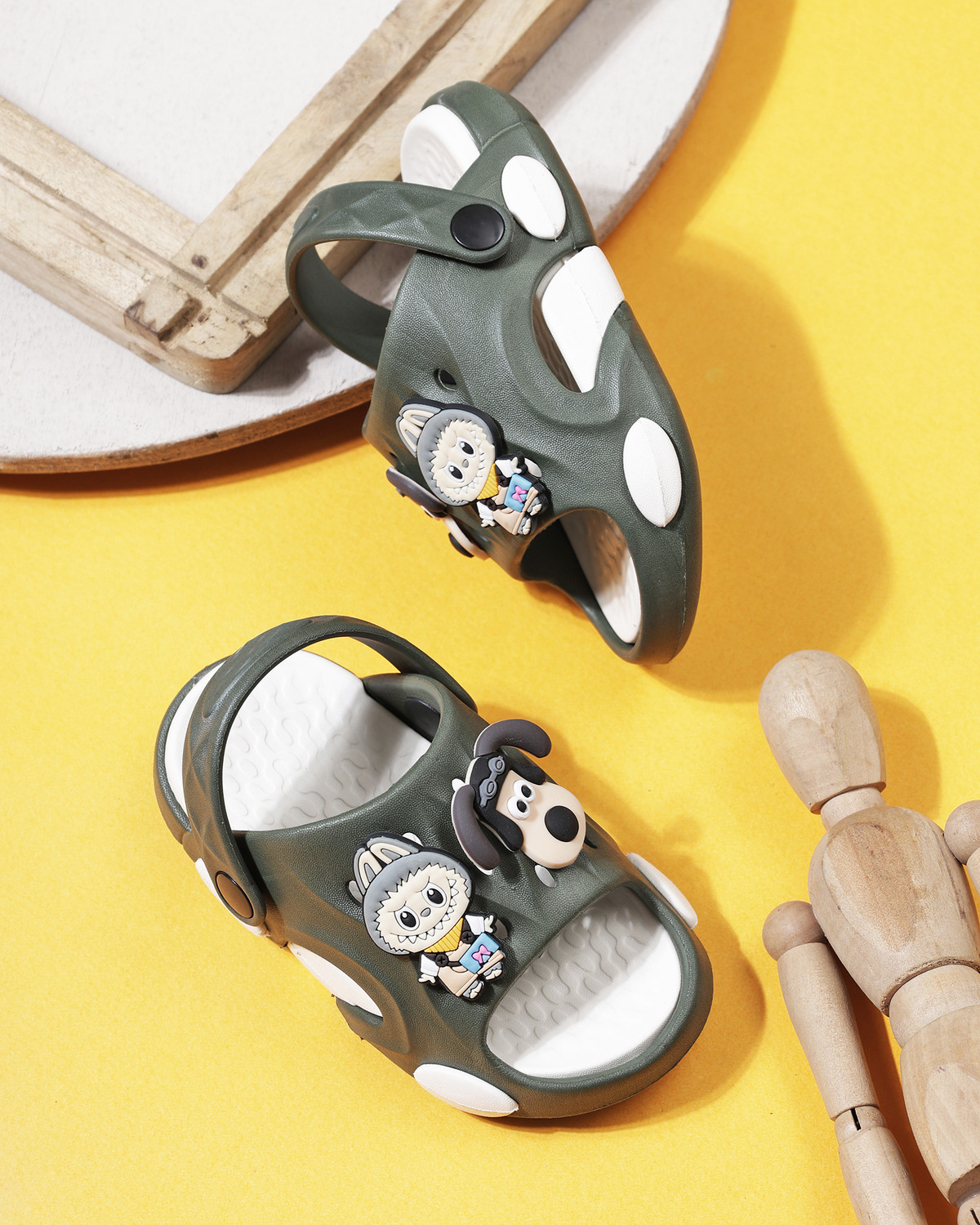 Image of Rizona Goofy Sling Back Clogs For Boys & Girls (Dark Green , 2-2.5 Years)