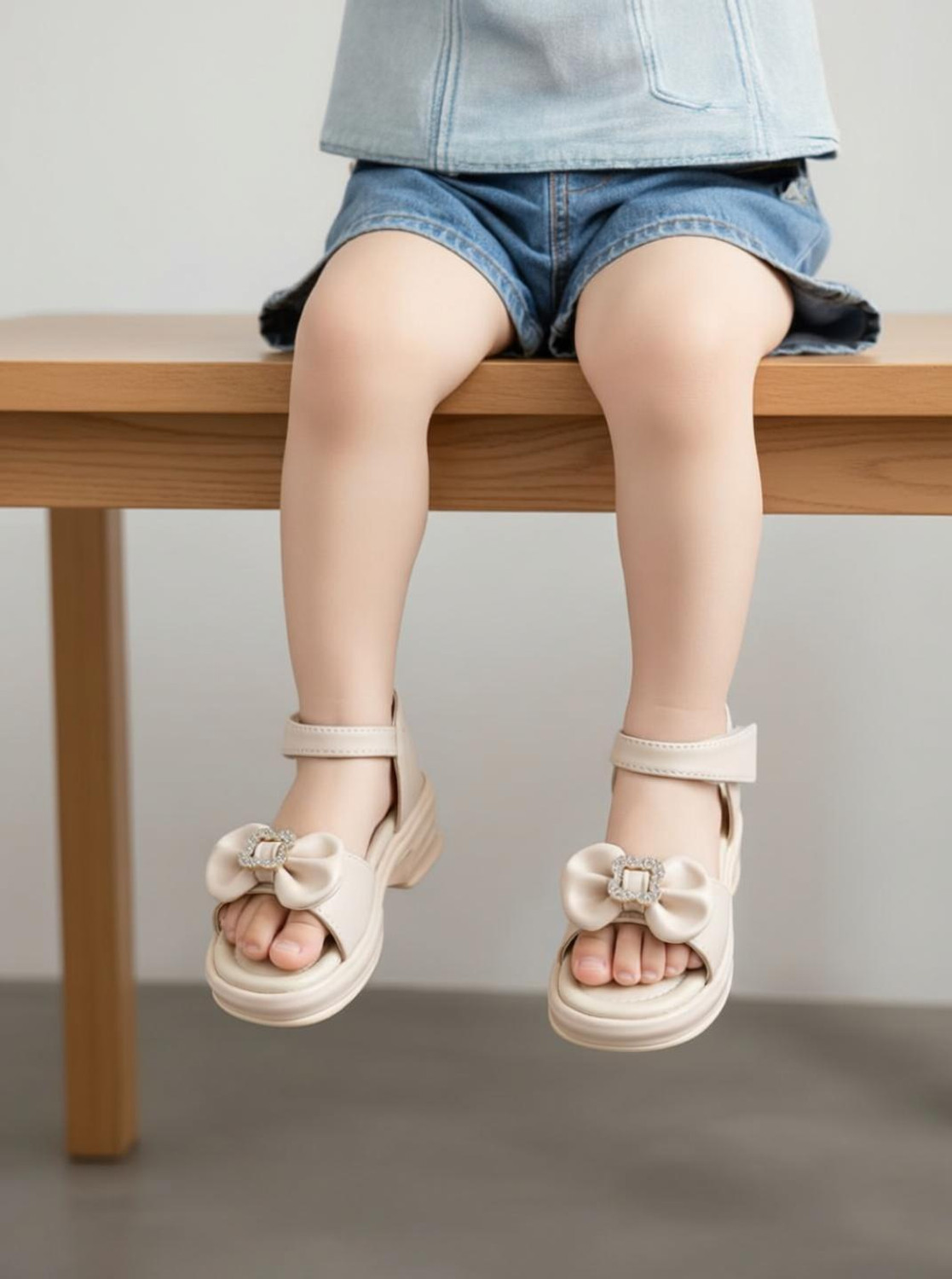 Image of Well Wear Velcro Strappy Sandals For Girls (Black , 7-8 Years)