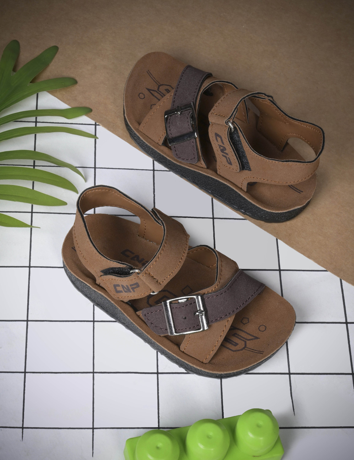SHOELAMB MINI Buckle Strappy Sandals Boys 2.5-3 Years Brown - Image 1