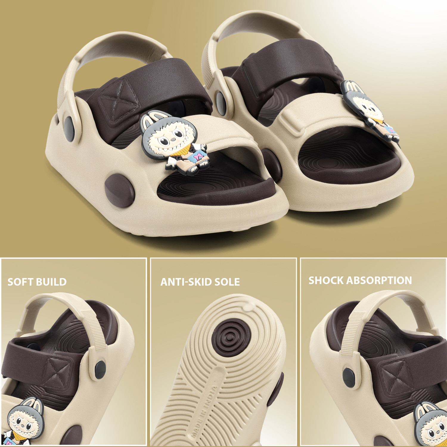 Image of Rizona Goofy Sling Back Clogs For Boys & Girls (Beige , 2.5-3 Years)