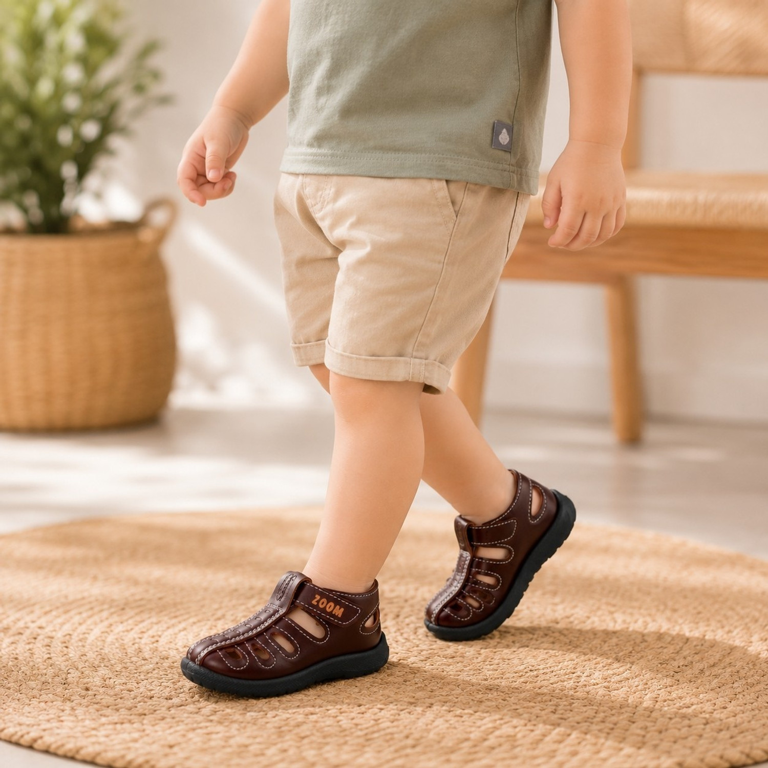 Image of CROCS Velcro Strappy Sandals For Boys & Girls (Grey , 6-9 Months)