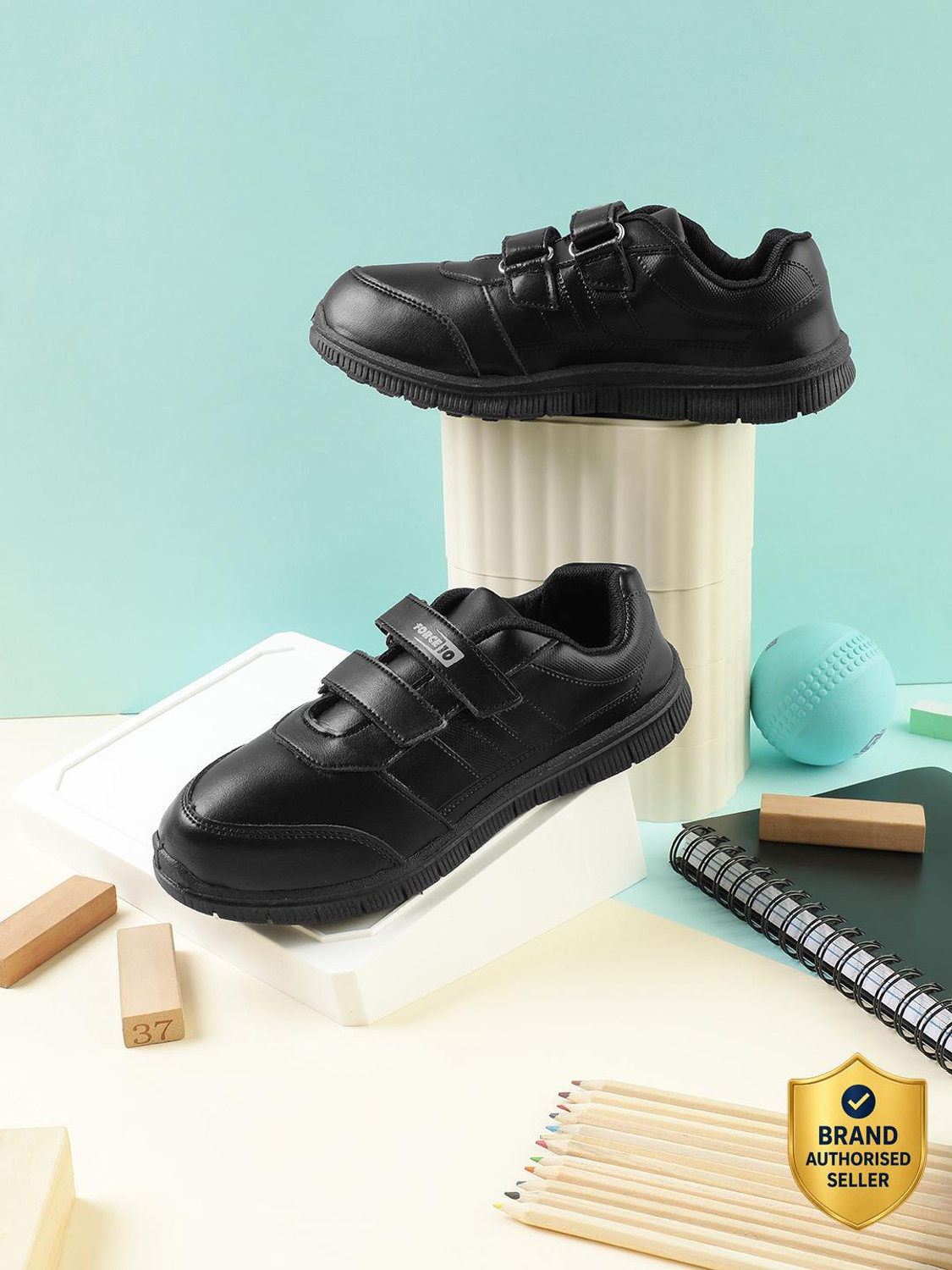 Image of Bata Velcro Oxford Shoes For Boys & Girls (Black, 13-14 Years)