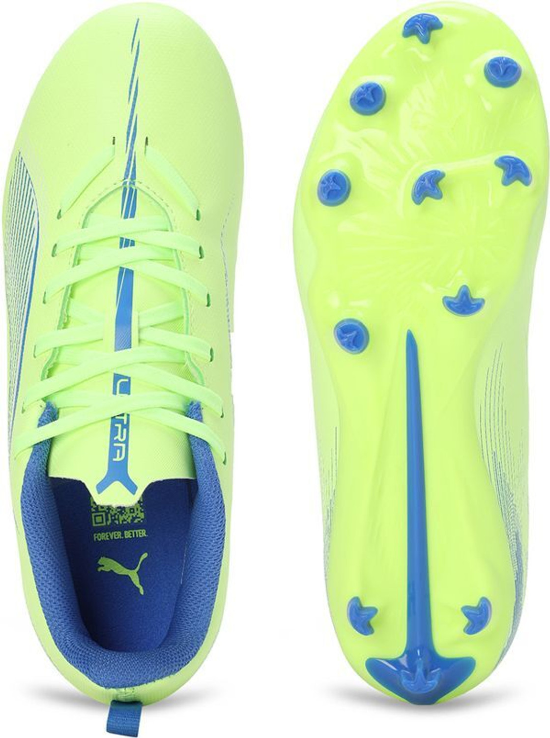 Image of PUMA ULTRA 5 PLAY FG /AG Youth Lace Football Shoes For Boys & Girls (Yellow, 9-10 Years)