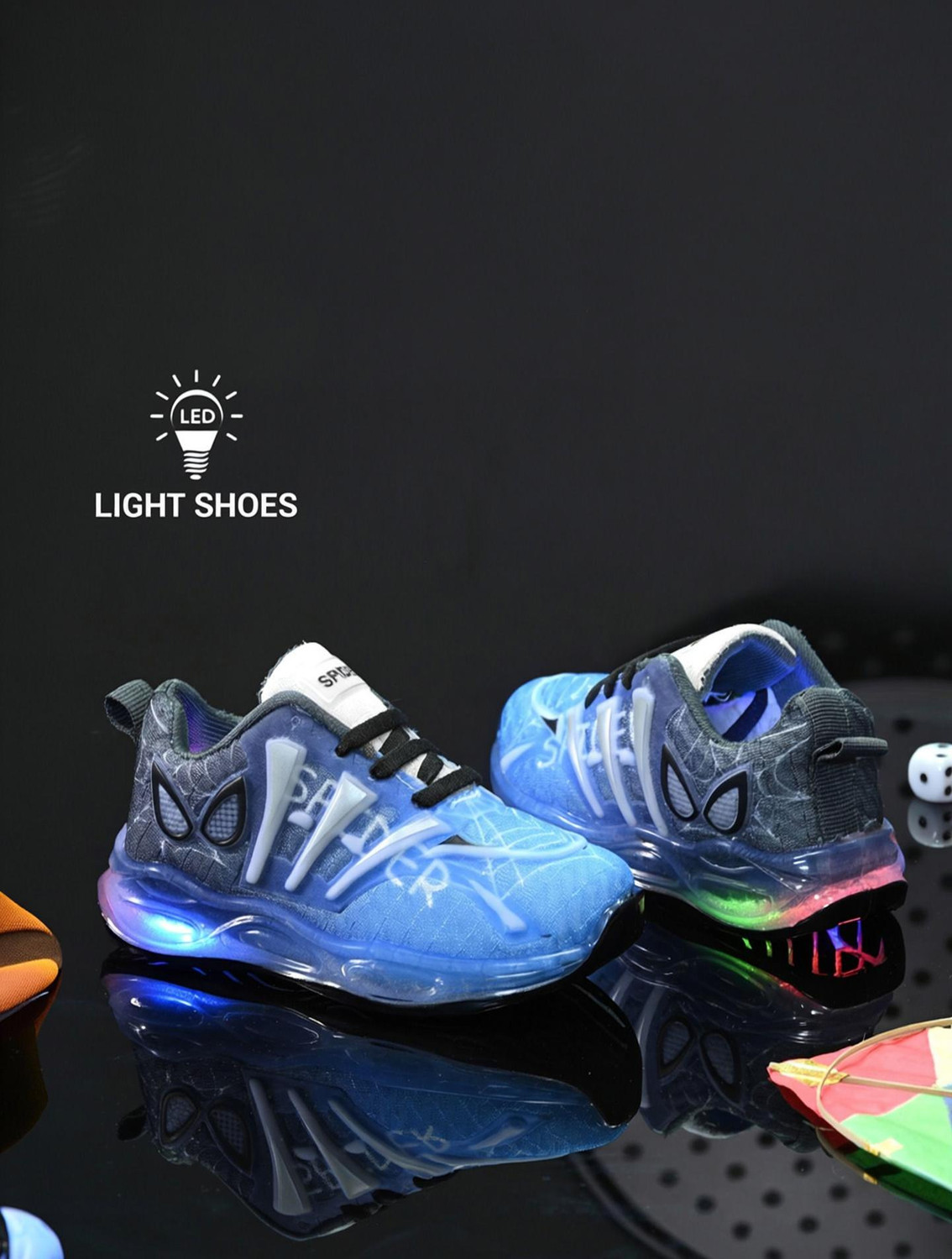 Image of BERSACHE Lace LED Shoes For Boys & Girls (Green, 2-2.5 Years)