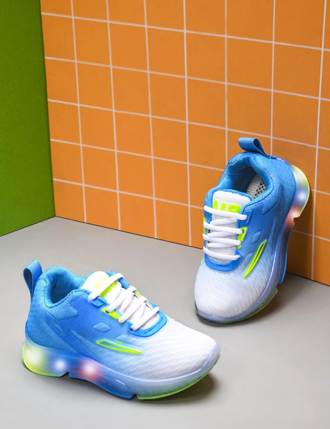Image of BERSACHE Lace LED Shoes For Boys & Girls (Green, 2-2.5 Years)
