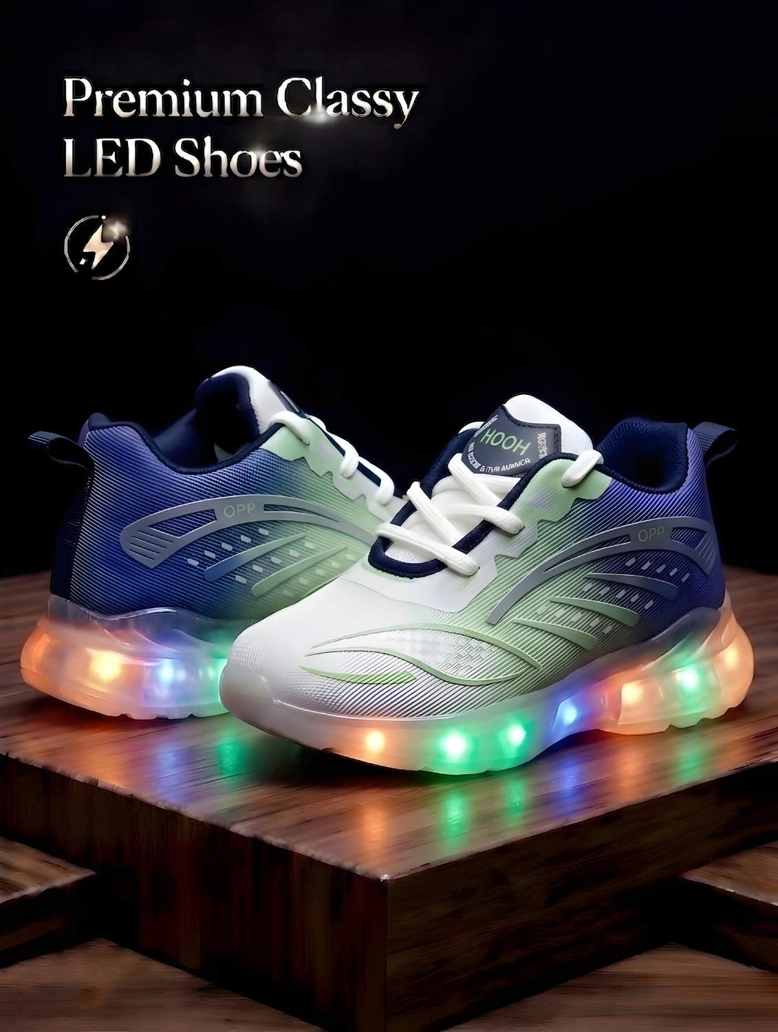 Image of BERSACHE Lace LED Shoes For Boys & Girls (White, 21-24 Months)