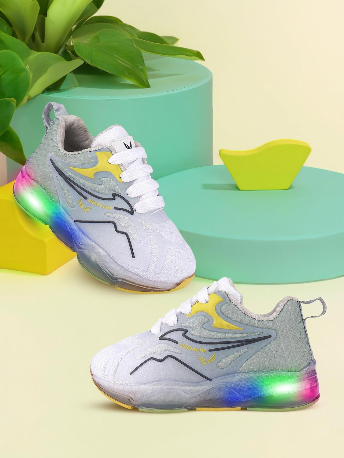Image of BERSACHE Lace LED Shoes For Boys & Girls (Green, 21-24 Months)