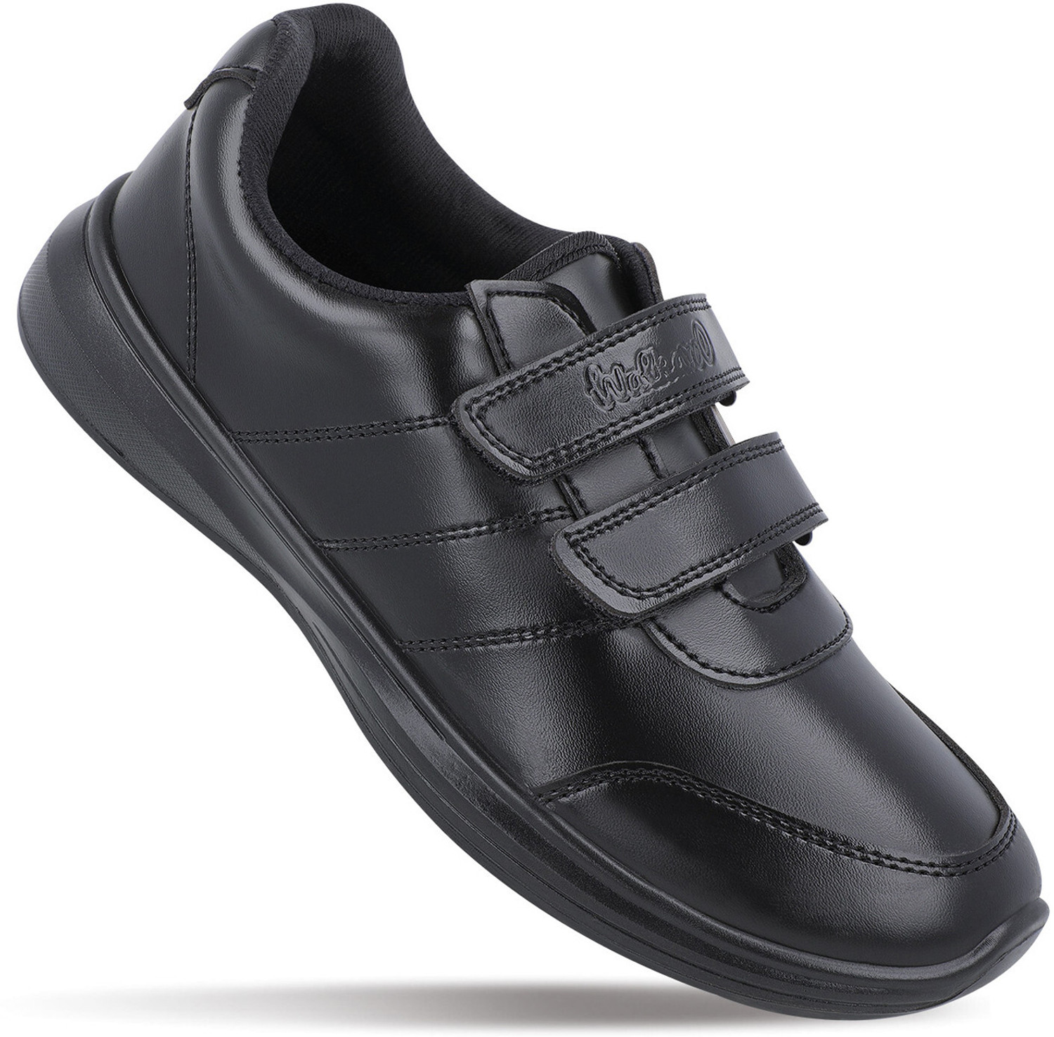 Image of Shoegears Velcro School Shoes For Boys & Girls (Black, 11-12 Years)