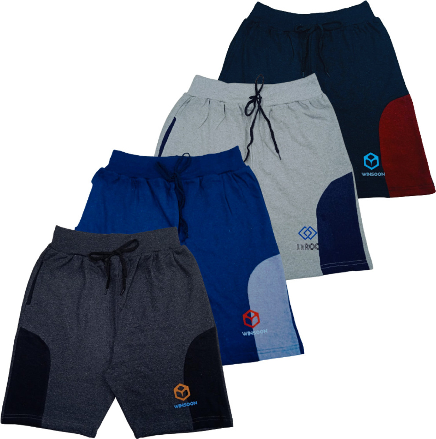Image of Jisha Short For Boys Casual Solid Polyester (Multicolor, Pack of 3)
