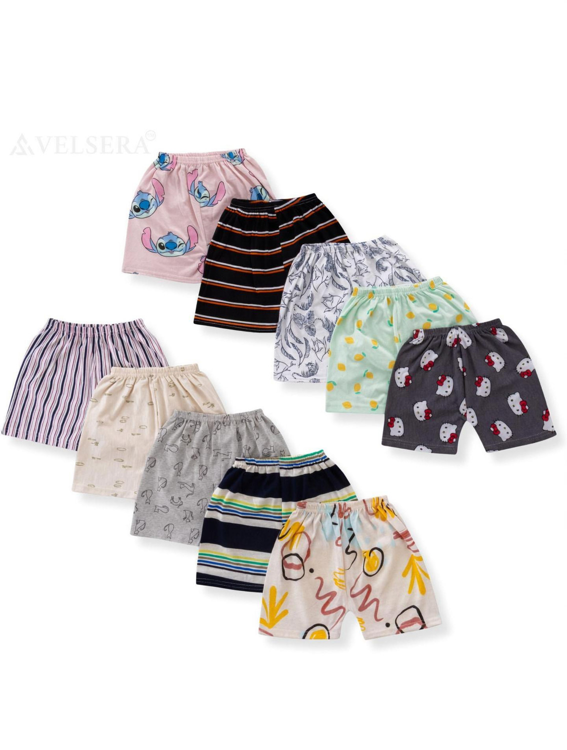 Image of HARGAR Short For Baby Boys & Baby Girls Casual Printed Cotton Blend (Multicolor, Pack of 10)