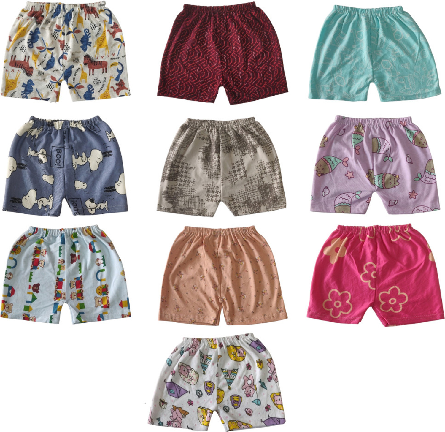 Image of HARGAR Short For Baby Boys & Baby Girls Casual Printed Cotton Blend (Multicolor, Pack of 10)