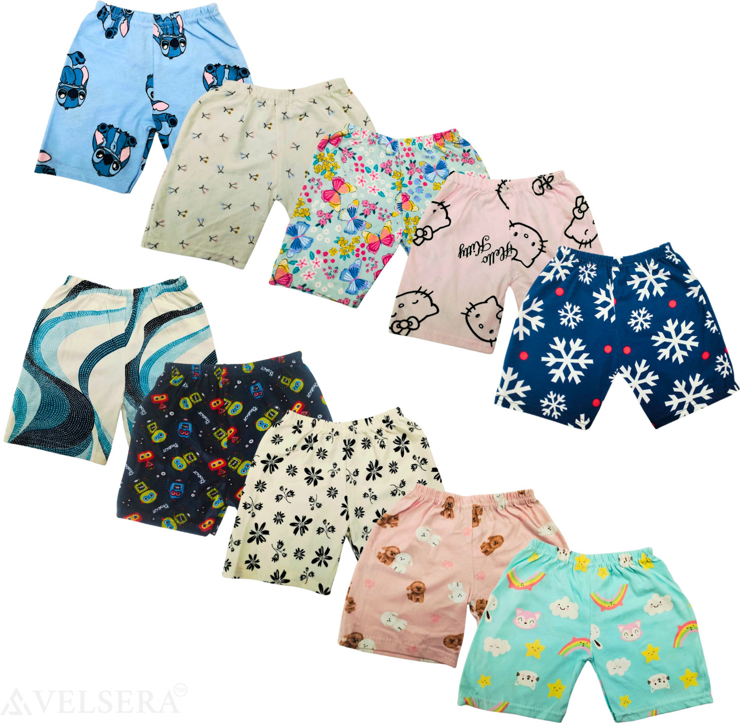 Image of HARGAR Short For Baby Boys & Baby Girls Casual Printed Cotton Blend (Multicolor, Pack of 10)