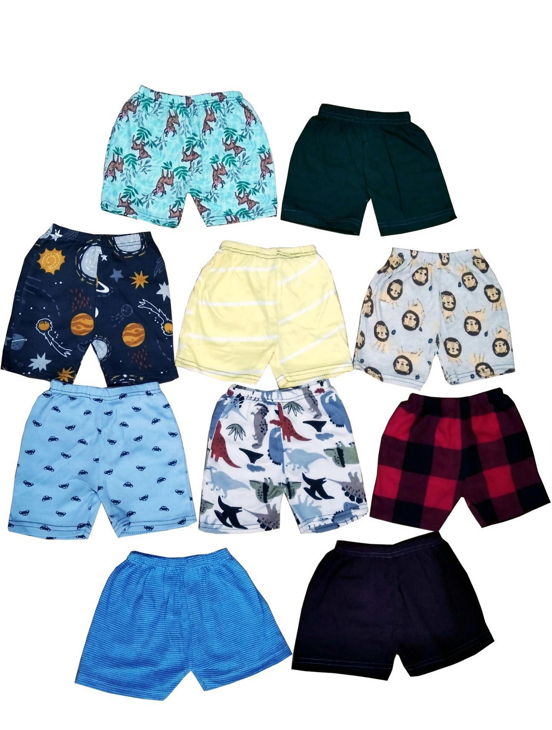 Image of HARGAR Short For Baby Boys & Baby Girls Casual Printed Cotton Blend (Multicolor, Pack of 10)