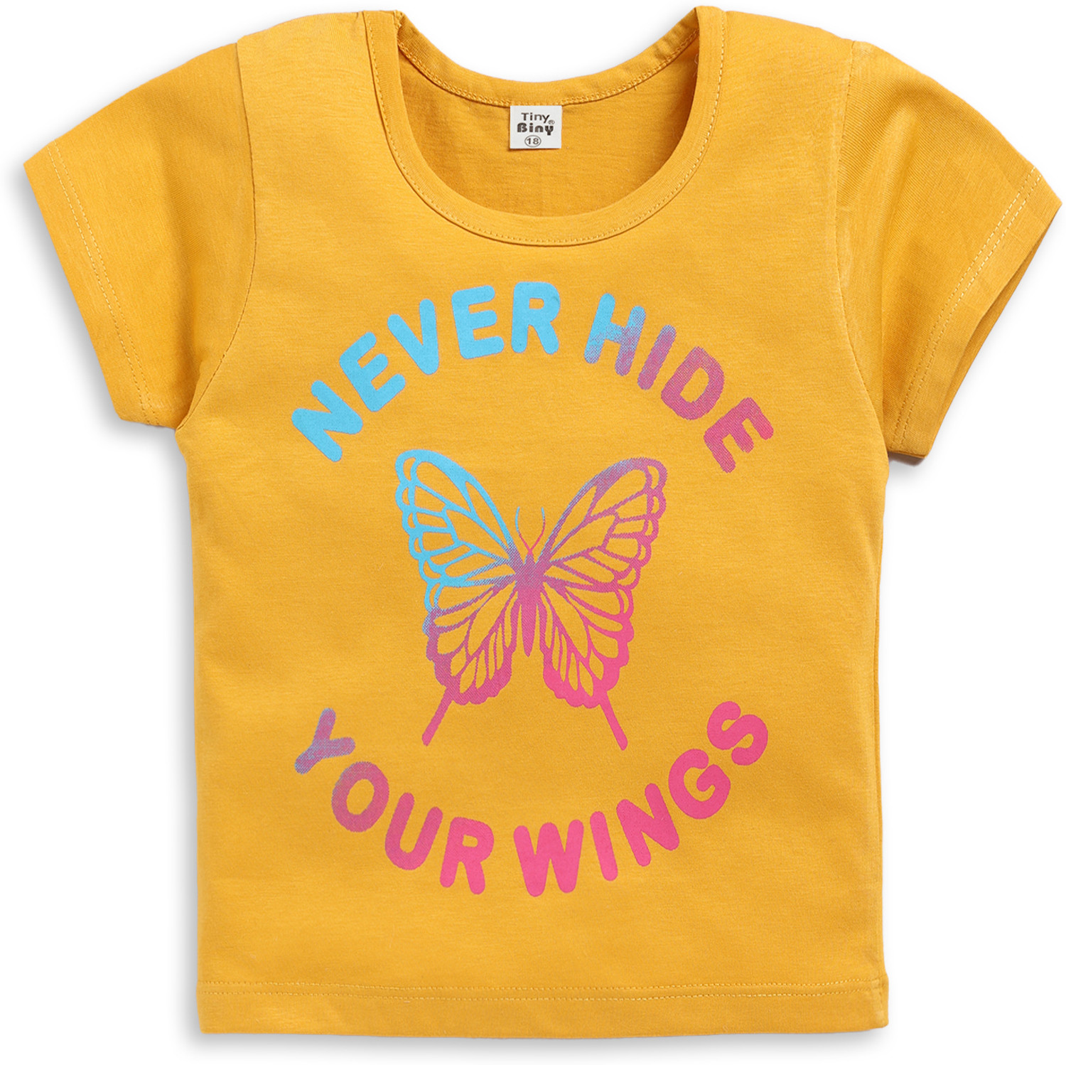 Image of TINY BINY Girls Printed Pure Cotton Regular T Shirt (Multicolor, Pack of 4)
