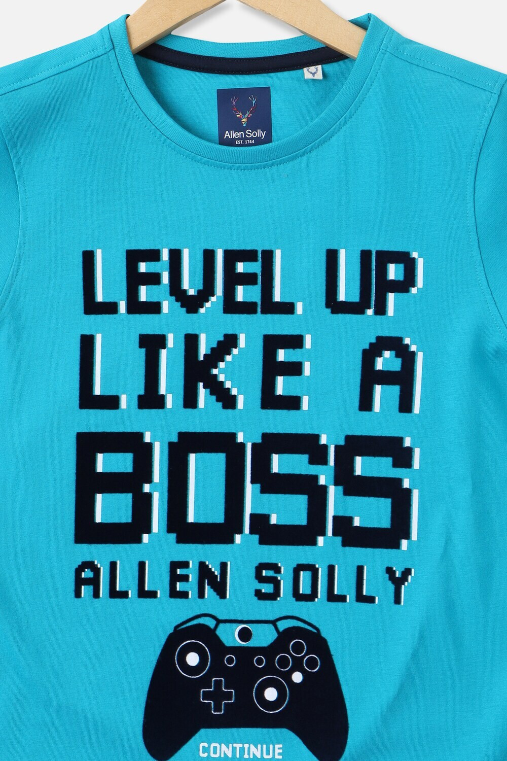 Image of Allen Solly Boys Printed Pure Cotton Regular T Shirt (Blue, Pack of 1)