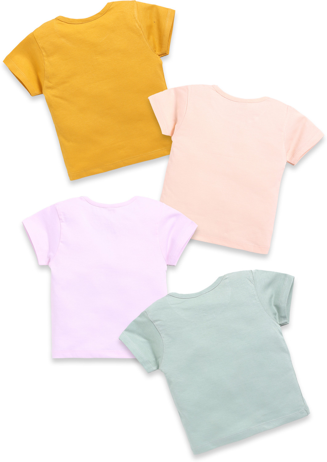 Image of TINY BINY Girls Printed Pure Cotton Regular T Shirt (Multicolor, Pack of 4)