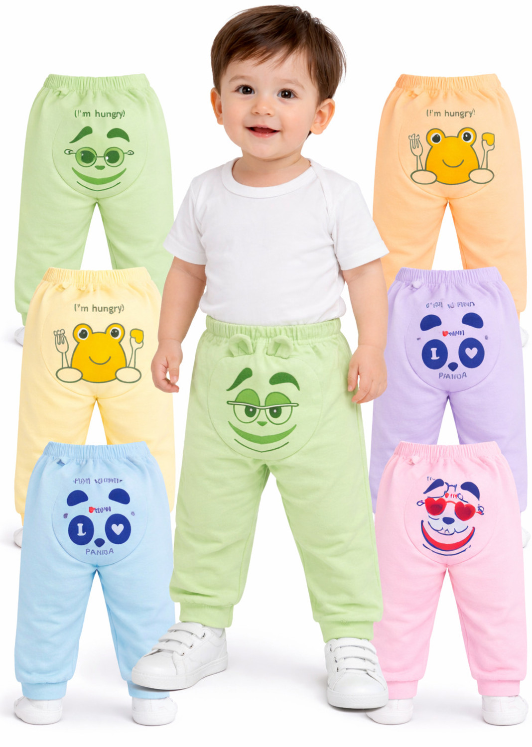 Image of NanoX Track Pant For Baby Boys & Baby Girls (Multicolor, Pack of 3)