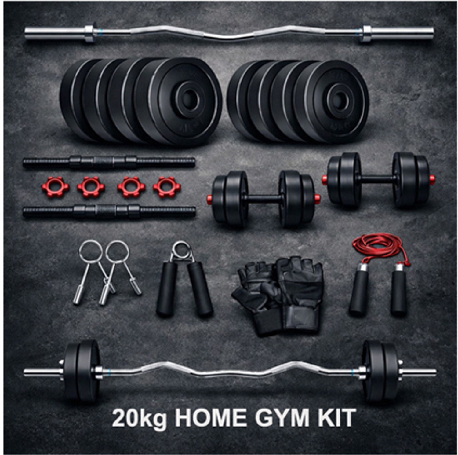 Image of DCS Pro 40 kg SPORTS & FITNESS GYM KIT + 3Ft Bend ROD & FITNESS ACCESSORIES Home Gym Combo
