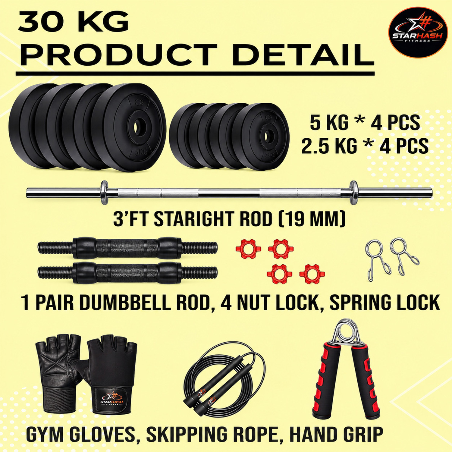 Image of STARHASH 30KG PVC Fitness Training Set Fitness Accessory Kit Kit