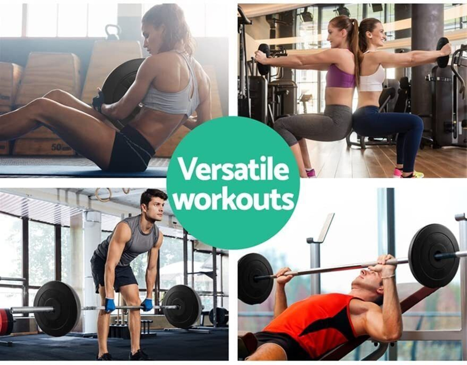 Image of TUCKER FITNESS 50 kg 50KG Adjustable Weight Plate Combo with DB Rod Pair, 3FT Bar & Accessories Home Gym Combo