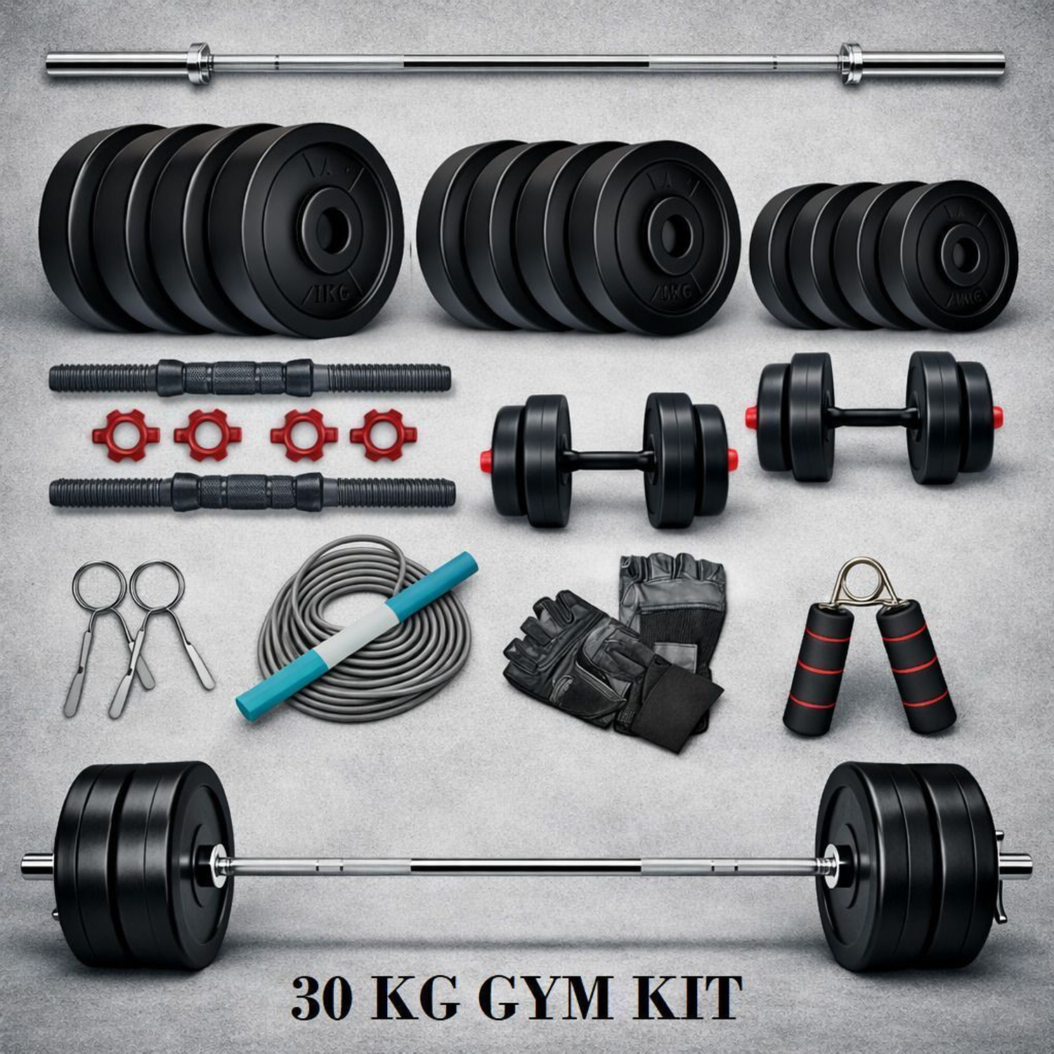 Image of ShivamSportss 0.4 kg 30 KG PVC Weight Set With 3Ft Straight Rod & Acc Home Gym Combo