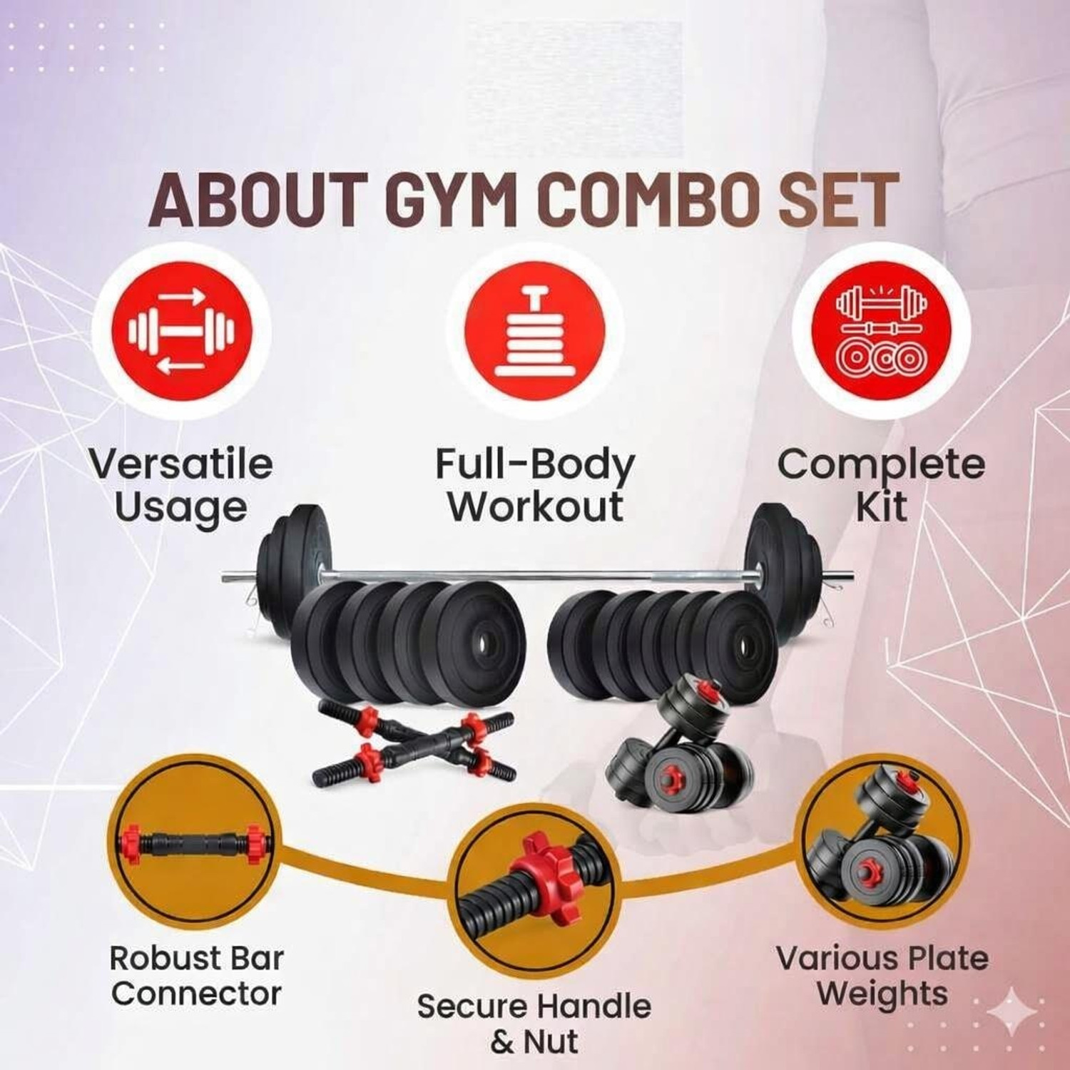 Image of Rihaanfit Gym Combo Set 20 KG Fitness Accessory Kit Kit
